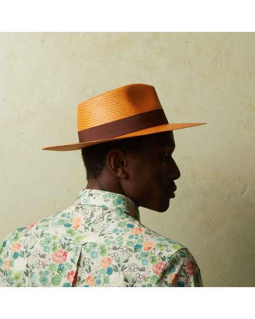Dasmarca Hats Brown Dasmarca Albert Wide Brim Summer Genuine Panama Straw Hat For - Amber