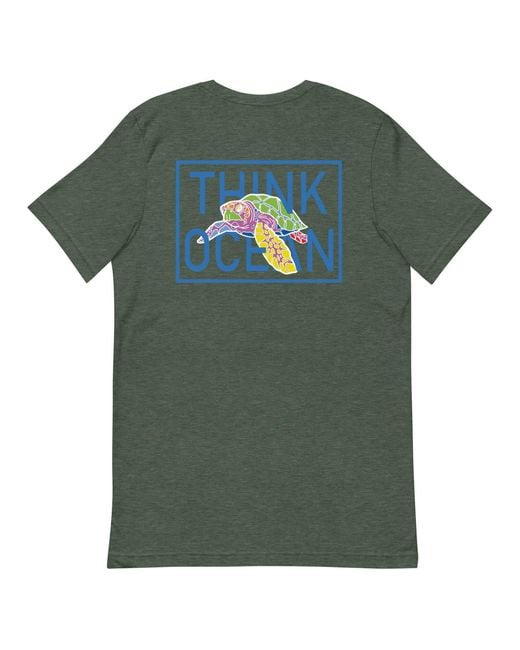 Anchor and Crew Green Forest Think Ocean Turtle Fluorescence Cotton Embroidered T-Shirt