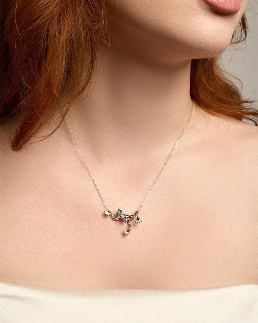 Pearl Code Metallic Frog Statement Necklace