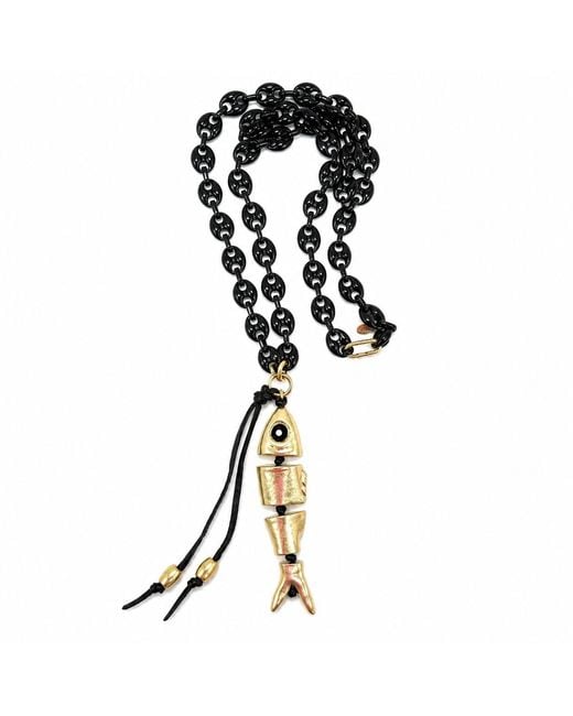 Persia Dona Jewelry Metallic Giant Fish X Link Necklace