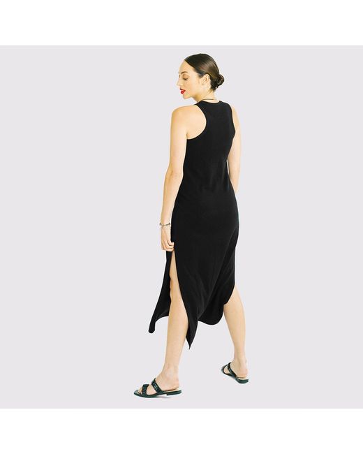 Zenzee Black Cashmere Maxi Dress With Side Slits