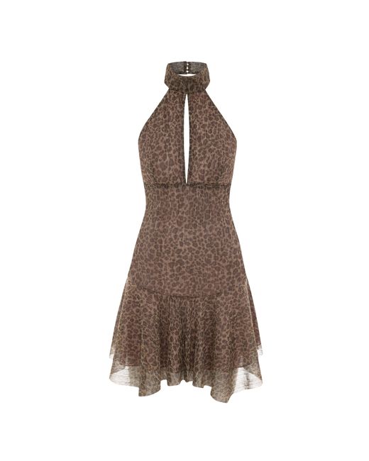 Pcfg Brown Leopard Cut-Out Mini Dress
