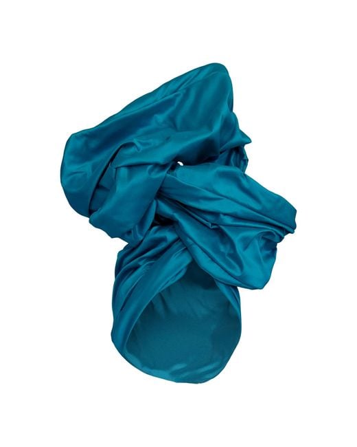 Romer Millinery Blue Twisturban Turban Xl Crescent Shaped Silk Shantung