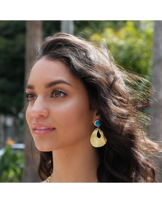 Marcia Moran Metallic Coleen Statement Earrings Tanzanite