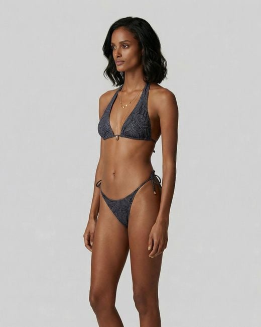 Lords of Harlech Blue Raquel Crochet Paisley Caviar Bikini Top