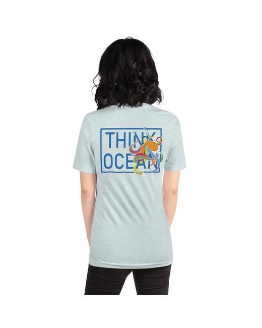 Anchor and Crew Blue Ice Think Ocean Octopus Fluorescence Cotton Embroidered T-Shirt
