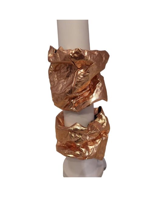 Romer Millinery Brown Morphy Moldable Bronze Metallic Linen Cuff Set Of Two