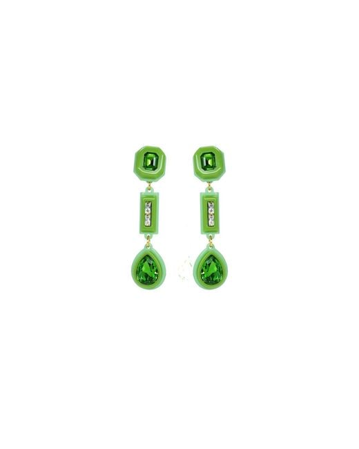 Gissa Bicalho Green Handmade Acrylic Earring Kit Stone Hoop And Pendant