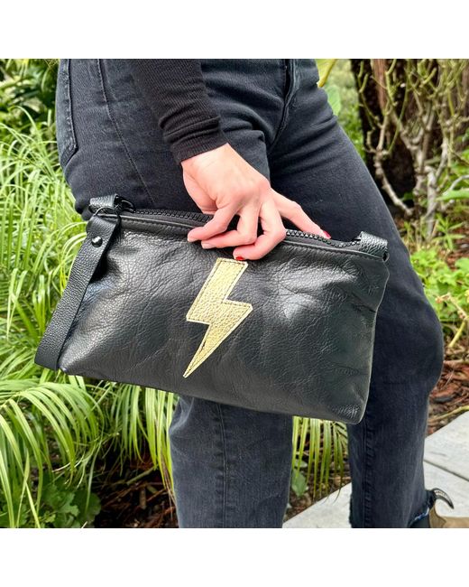 Lynn Tallerico Nancy Crossbody Bag In Back With Gold Bolt in Black Lyst
