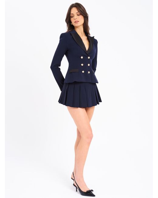 Miss Circle New York Blue Nasia Double Breast Backless Blazer
