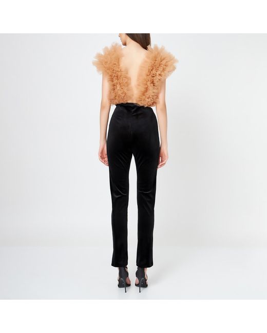 LIA ARAM Natural Neutrals Signature Ruffled Tulle Bodysuit