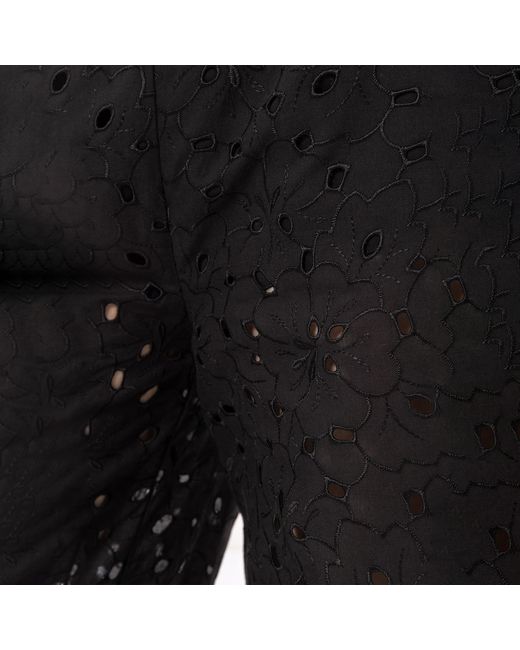 Nissa Black Embroidered Cotton Pants