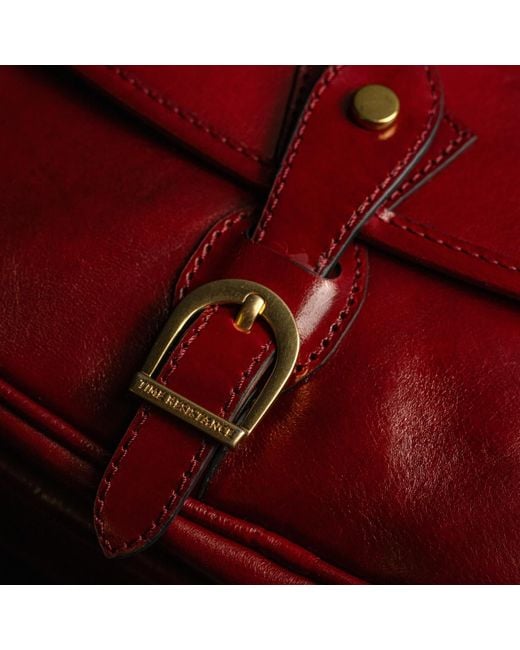 Time Resistance Red Leather Saddle Bag