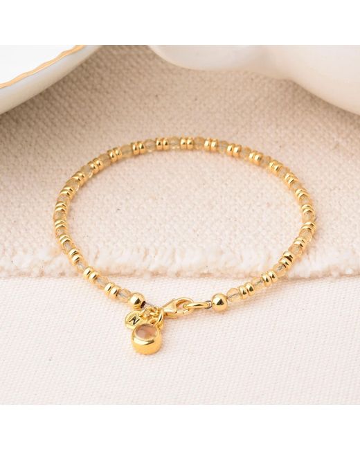 Nellou Jewellery Metallic Linear November Birthstone Bracelet Citrine Plated Sterling