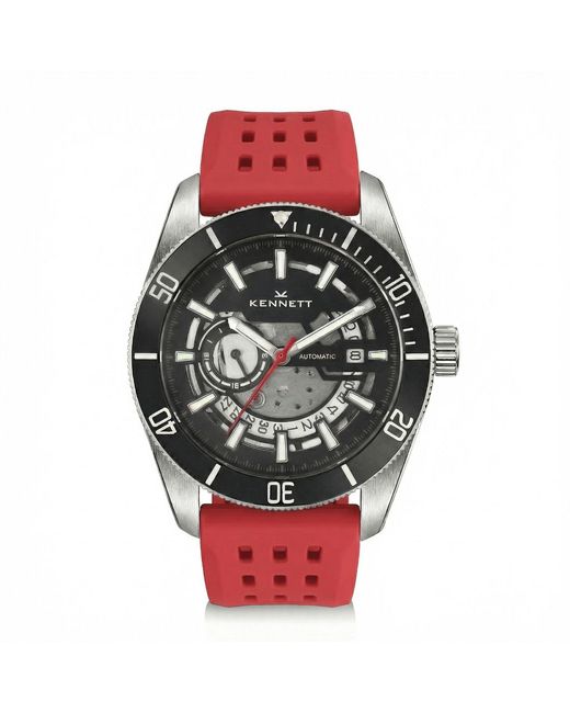 Kennett Watches & Accessories Red Viktor Automatic Watch Perforated Fkm Strap for men