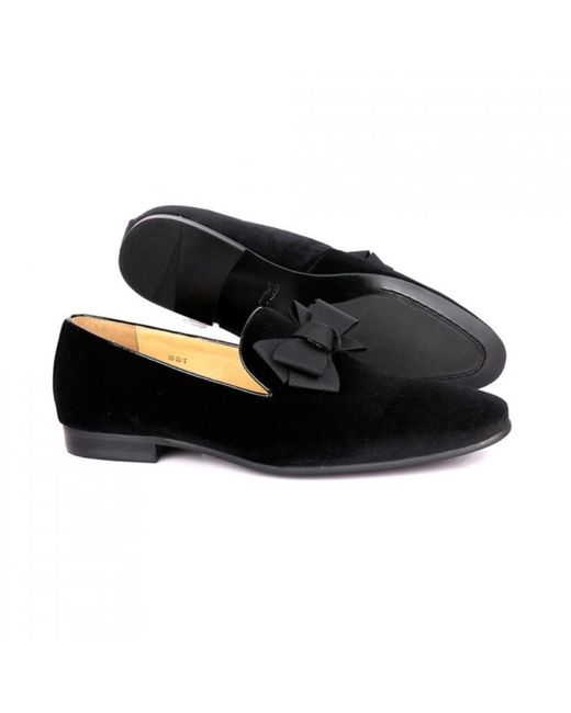 DAVID WEJ Black Alfred Velvet Bow Tie Loafers for men