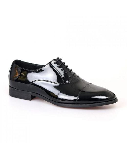 DAVID WEJ Black Frederick Patent Oxford Dress Shoe for men