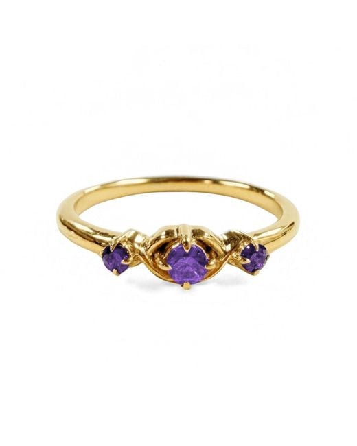 Belinda Jewelz Metallic Amethyst Vintage Triple Birthstone Ring