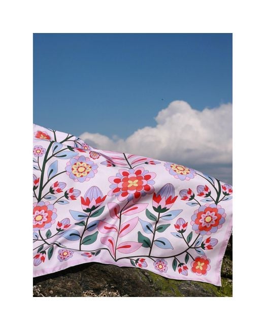 Jessie Zhao New York Red Silk Scarf Of Garden