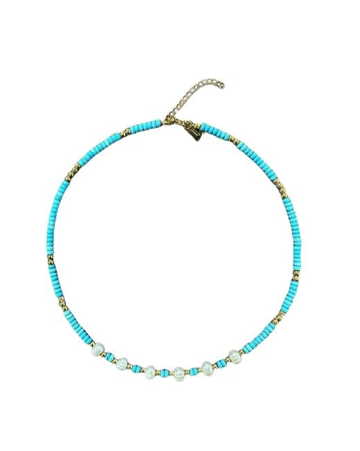 Christina Greene Blue Free Spirit & Pearl Beaded Necklace