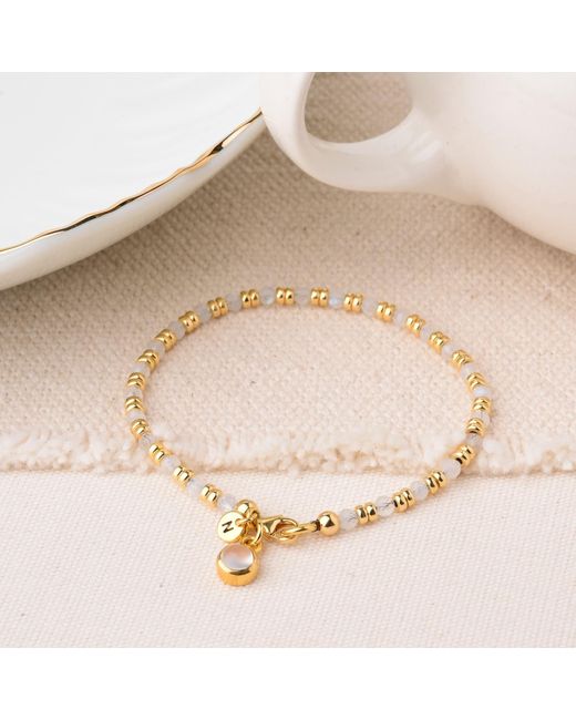 Nellou Jewellery Metallic Neutrals Linear June Birthstone Bracelet Moonstone Plated Sterling
