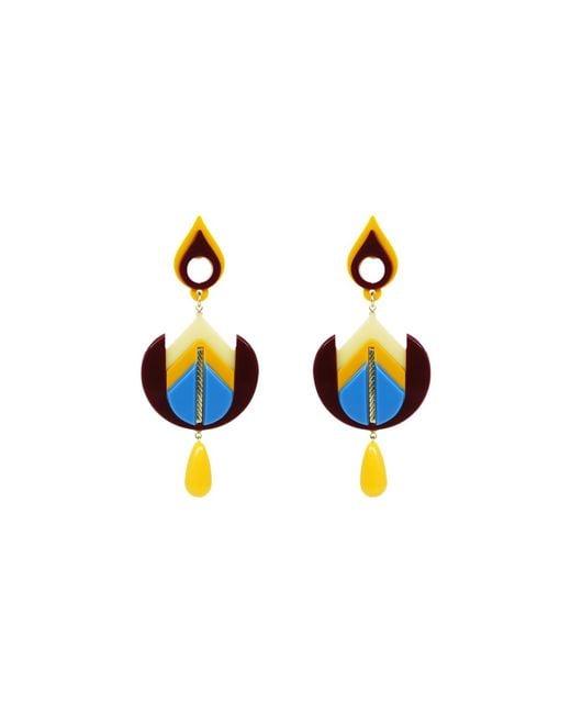 Gissa Bicalho Blue Handmade Earring Iolanda Burgundy