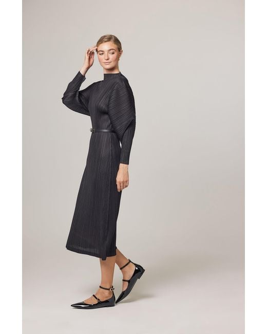Wild Cosmos Black Hera Plissé Satin Sculpture Dress
