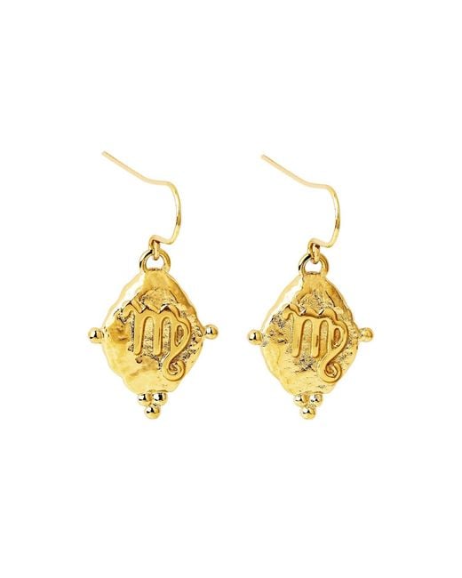 Seven Saints Metallic Virgo Vintage-Style Dangle Earrings, Plated