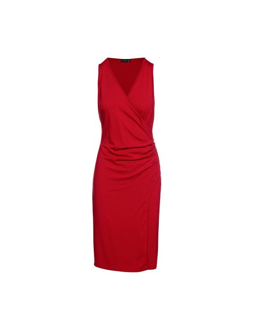 Conquista Red Wrap Style Sleeveless Dress In