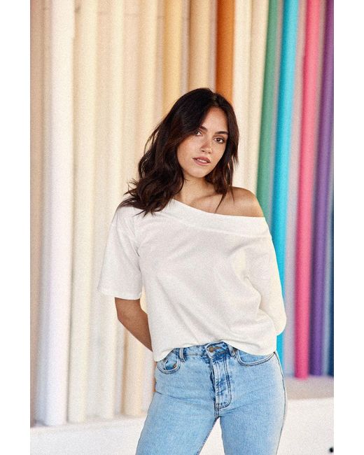 Marianne by Marie Jordane Natural Cléo Asymmetrical T-Shirt