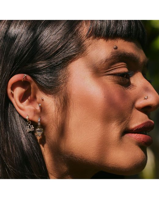 Zohreh Metallic Lotus Flower Hoop Earrings 9K