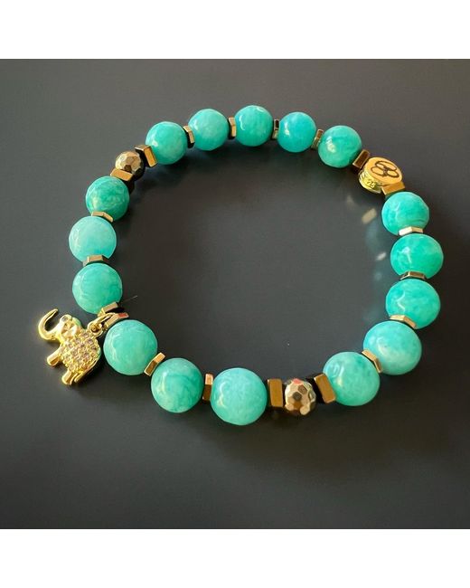 Ebru Jewelry Blue Amazonite Lucky Elephant Beaded Bracelet