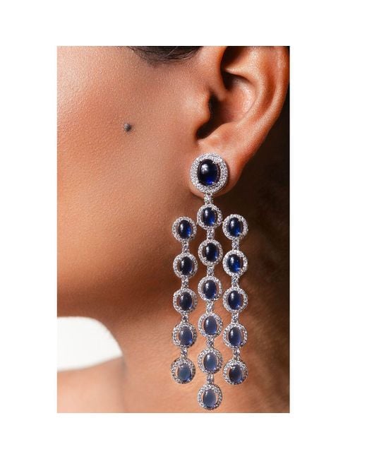 Meraki by Rashmi Bajaj Blue Julitte Cubic Zirconia Chandelier Earrings