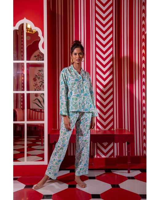 NoLoGo-chic Blue Hand Block Printed Pj's