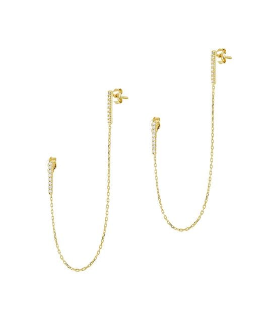 Spero London Metallic Chained Bar Chain Earring Sterling
