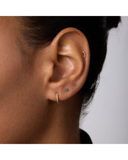 Vanhi Metallic 14K Solid Emerald Flat Back Stud