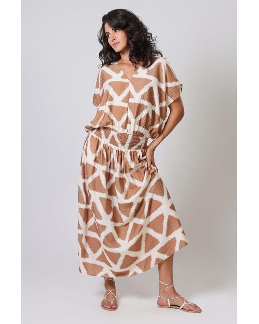 Traffic People Brown Broken Promises And Geometric Print Aurora Maxi Skirt