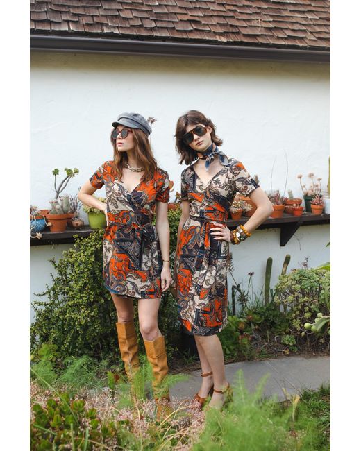 Jennafer Grace Red Paisley Mosaic Wrap Dress
