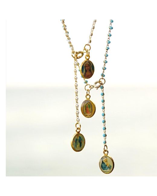 Alexie of Athens Metallic Madonna Prayer Strand Rosary Necklace
