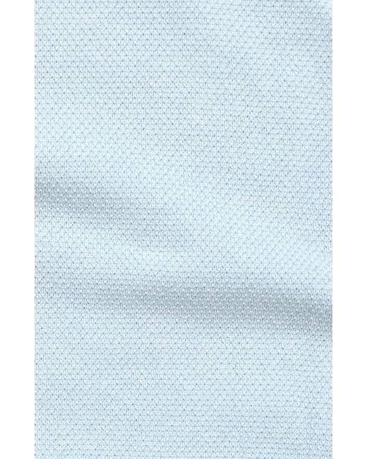 Paul James Knitwear Blue Lightweight Cotton Pietro Two Tone Textured Polo Shirt for men