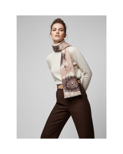 Saachi Brown Reversible Blooming Botanical Scarf