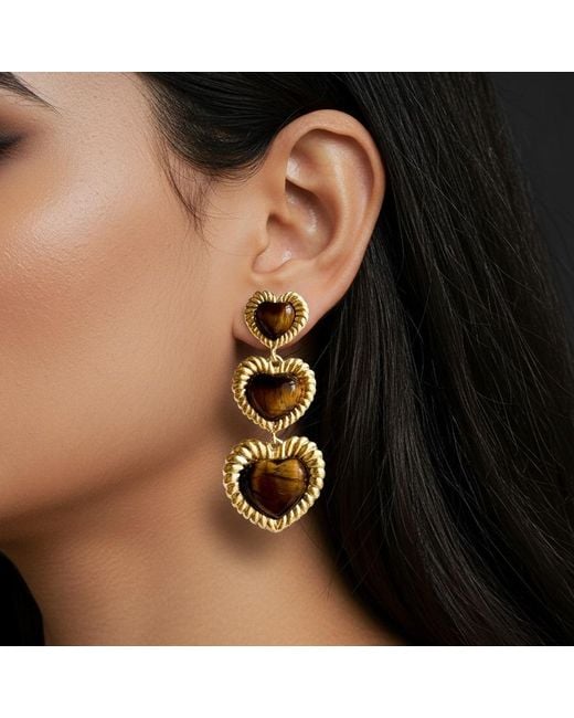 Laura Gray Metallic Sloan Triple Heart Earrings