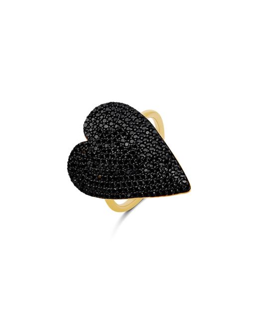 SHYMI Black Pave Heart Ring