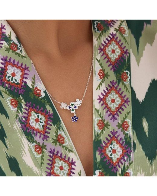 Far East Jewelry Blue Handmade Spring Elf Necklace & Enamel