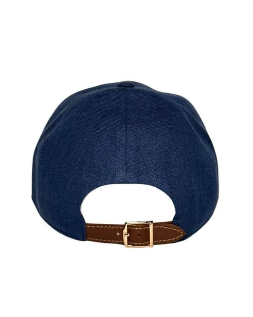Cachemio Blue Minimalist Linen Baseball Cap for men