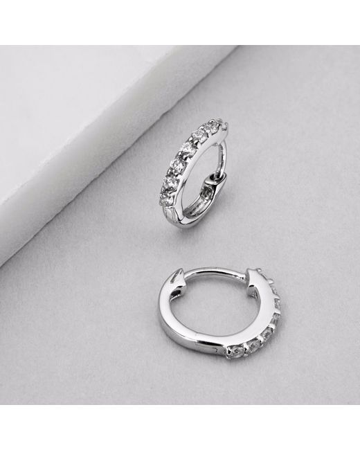 Lily & Roo Metallic Small Sterling Diamond Huggie Hoop Earrings