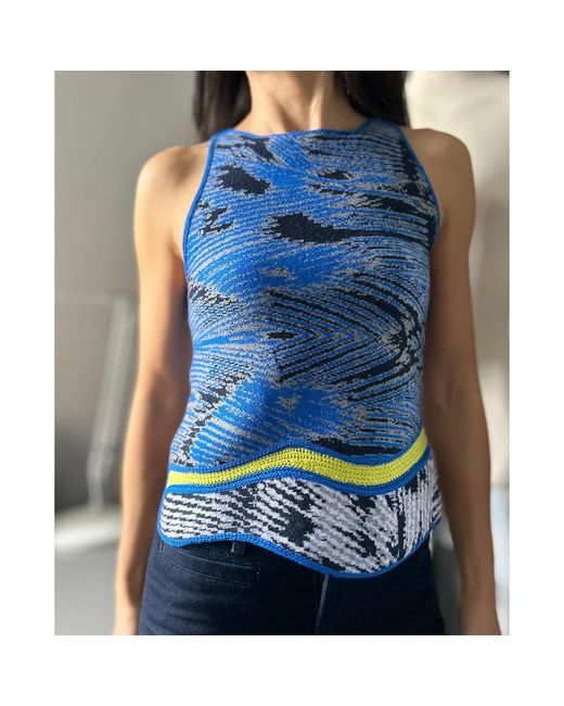 Essien & Emre Blue Wave Sleeveless Top Hand Made One-Of-A-Kind