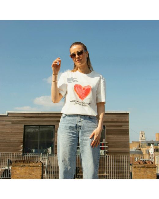 Boutique Kaotique Multicolor Love Yourself First Off- Organic Cotton Self-Care Affirmation Tee
