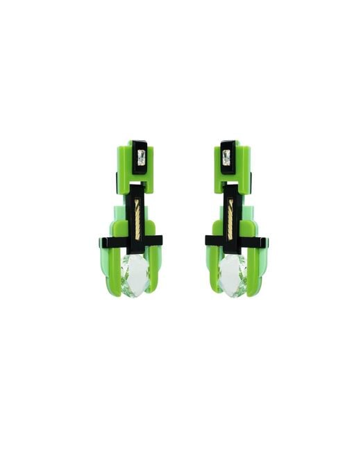 Gissa Bicalho Green Handmade Acrylic Earring Deco Round Stone