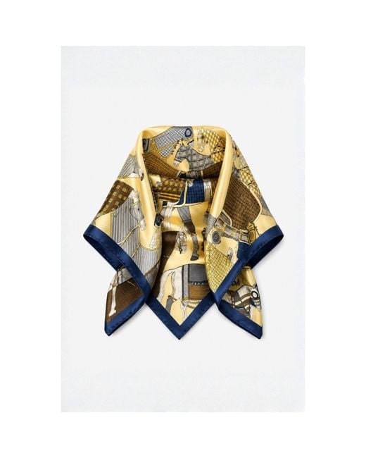 Saachi Metallic Equestrian Print Satin Bandana